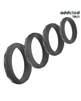 ADDICTED TOYS - SET MIT STRUKTURIERTEM COCKRING IN 4 GRÖSSEN