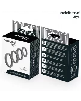 ADDICTED TOYS - SET MIT STRUKTURIERTEM COCKRING IN 4 GRÖSSEN