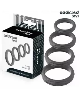 ADDICTED TOYS - SET MIT STRUKTURIERTEM COCKRING IN 4 GRÖSSEN