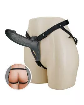 PRETTY LOVE - LANDON BLACK VIBRATING STRAP-ON