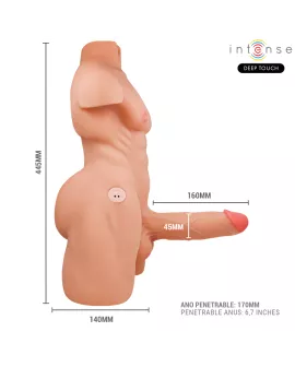 INTENSE DEEP TOUCH - MARTY-TORSO MIT ANUS UND REALISTISCHEM DILDO MIT DRUCK- UND VIBRATIONSMÖGLICHKEITEN, FERNBEDIENUNG, 6,2 KG