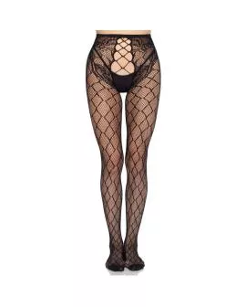 LEG AVENUE - 1966 NETZSTRÜMPFE MIT OFFENEM SCHRITT, SCHWARZ - EINHEITSGRÖSSE