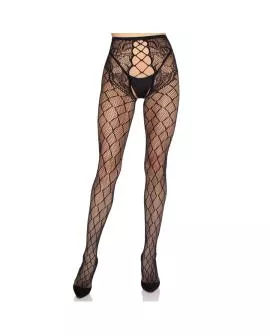 LEG AVENUE - 1966 NETZSTRÜMPFE MIT OFFENEM SCHRITT, SCHWARZ - EINHEITSGRÖSSE