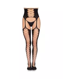 LEG AVENUE - 1968 STRÜMPFE MIT ANGENÄHTEM STRUMPFHALTER, SCHWARZ - EINHEITSGRÖSSE