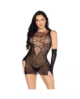 LEG AVENUE - 81679 MINIKLEID UND PASSENDE HANDSCHUHE SCHWARZ - EINHEITSGRÖSSE