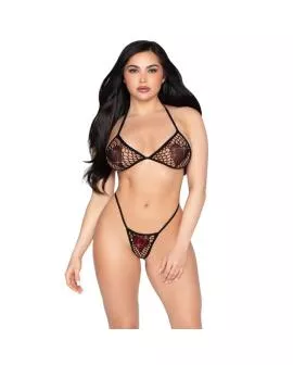 LEG AVENUE - 86147 NETZ-BH-TOP UND STRING-HÖSCHEN, SCHWARZ - EINHEITSGRÖSSE
