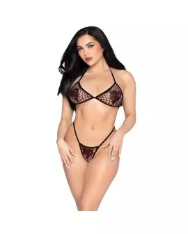 LEG AVENUE - 86147 NETZ-BH-TOP UND STRING-HÖSCHEN, SCHWARZ - EINHEITSGRÖSSE