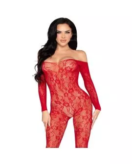 LEG AVENUE - 89366 SPITZEN-DESSOUS-BODYSTOCKING, ROT - EINHEITSGRÖSSE