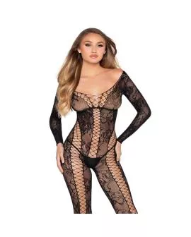 LEG AVENUE - 89369 NETZ- UND SPITZEN-JUMPSUIT, SCHWARZ - EINHEITSGRÖSSE