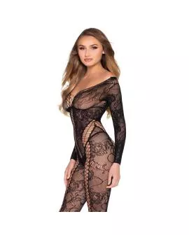 LEG AVENUE - 89369 NETZ- UND SPITZEN-JUMPSUIT, SCHWARZ - EINHEITSGRÖSSE