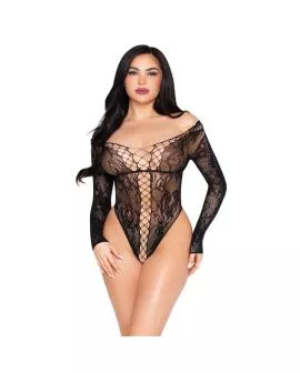 LEG AVENUE - 89370 NETZ- UND SPITZENTEDDY, SCHWARZ - EINHEITSGRÖSSE