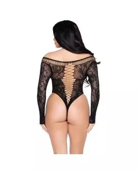 LEG AVENUE - 89370 NETZ- UND SPITZENTEDDY, SCHWARZ - EINHEITSGRÖSSE