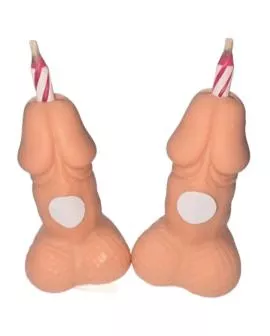 DIABLO PICANTE - PENIS-GEBURTSTAGSKERZEN MIT ZAHLEN, HELLTON, 2 STÜCK