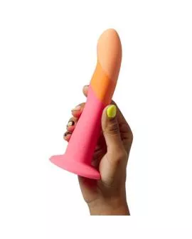 ROMP - DIZI Silikon-Dildo mit Saugnapf, dreifarbig, 18 cm