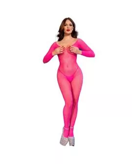CHILIROSE - CR 4894 NEON PINK MESH BODYSTOCKING S/M