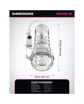 PDX ELITE - VIEWTUBE VAC XXL TRANSPARENTER STROKER MIT SAUGPUMPE 27,3 CM