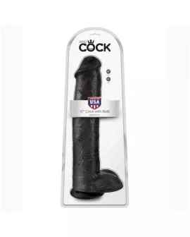 KING COCK - REALISTISCHER DILDO MIT HODEN 38 CM SCHWARZ