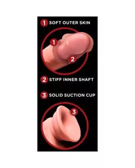 KING COCK PLUS - REALISTISCHER DILDO MIT DREIFACHDICHTE UND SCHWINGENDEN HODEN, 23 CM, FLEISCH