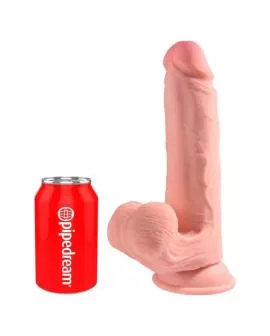 KING COCK PLUS - REALISTISCHER DILDO MIT DREIFACHDICHTE UND SCHWINGENDEN HODEN, 23 CM, FLEISCH