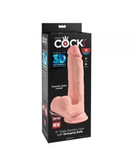 KING COCK PLUS - REALISTISCHER DILDO MIT DREIFACHDICHTE UND SCHWINGENDEN HODEN, 23 CM, FLEISCH