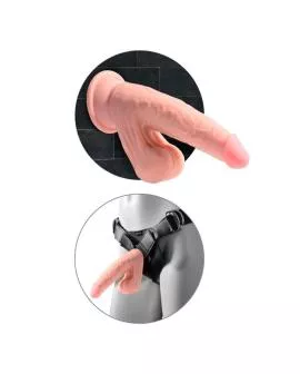 KING COCK PLUS - REALISTISCHER DILDO MIT DREIFACHDICHTE UND SCHWINGENDEN HODEN, 23 CM, FLEISCH