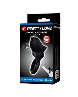 PRETTY LOVE - ADRIEN VIBRIERENDER PENISRING MIT 10 FUNKTIONEN, SCHWARZ