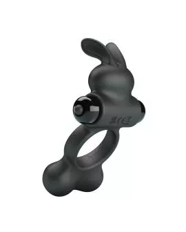 PRETTY LOVE – VIBRIERENDER PENISRING MIT HASE-STIMULATOR, 10 FUNKTIONEN, SCHWARZ