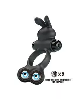 PRETTY LOVE – VIBRIERENDER PENISRING MIT HASE-STIMULATOR, 10 FUNKTIONEN, SCHWARZ