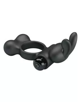 PRETTY LOVE – VIBRIERENDER PENISRING MIT HASE-STIMULATOR, 10 FUNKTIONEN, SCHWARZ