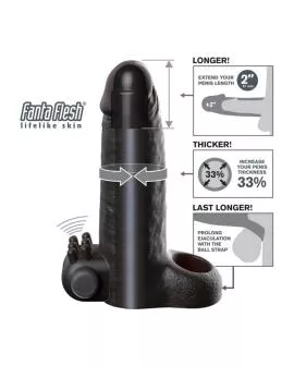 FANTASY X-TENSIONS – VIBRIERENDE REALISTISCHE 5 CM PENISVERLÄNGERUNGSHÜLLE, SCHWARZ