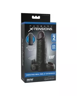 FANTASY X-TENSIONS – VIBRIERENDE REALISTISCHE 5 CM PENISVERLÄNGERUNGSHÜLLE, SCHWARZ
