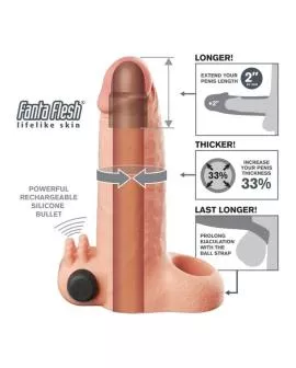 FANTASY X-TENSIONS – VIBRIERENDE, REALISTISCHE 5 CM PENISVERLÄNGERUNGSHÜLLE, BEIGE