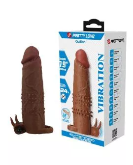 PRETTY LOVE - QUILLON VIBRIERENDER PENISSLEEVE 20 CM Ø 4 CM BRAUN