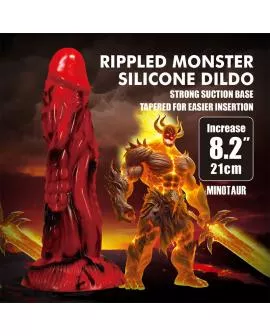 POWER MONSTERS - MINOTAUR FANTASY DILDO MIT SAUGAUFGANG 21 CM Ø 5 CM ROT & SCHWARZ