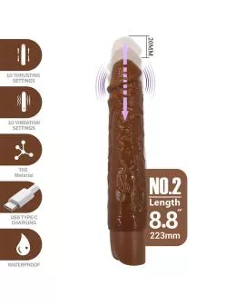 PRETTY LOVE – KESSLER REALISTISCHER VIBRATIONSDILDO MIT 10 VIBRATIONSMODI UND 10 STÖSSEN, 22 CM, BRAUN
