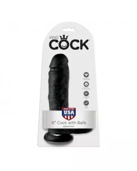KING COCK - 8 DILDO SCHWARZ MIT EIER 20.3 CM