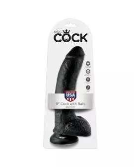 KING COCK - 9 DILDO SCHWARZ MIT EIER 22.9 CM