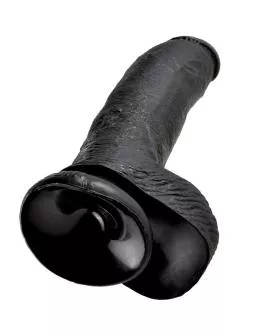 KING COCK - 9 DILDO SCHWARZ MIT EIER 22.9 CM