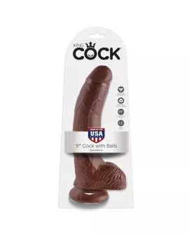 KING COCK - 9 DILDO BRAUN MIT EIER 22.9 CM