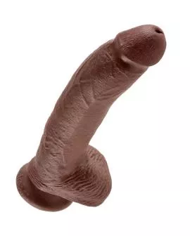 KING COCK - 9 DILDO BRAUN MIT EIER 22.9 CM