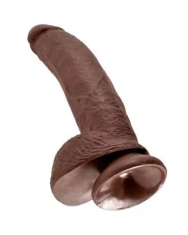 KING COCK - 9 DILDO BRAUN MIT EIER 22.9 CM