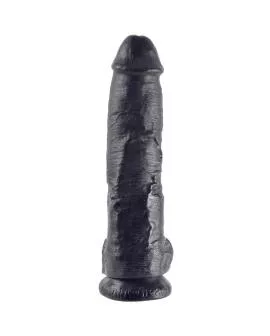 KING COCK - 10 DILDO SCHWARZ MIT EIER 25.4 CM