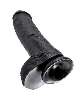 KING COCK - 10 DILDO SCHWARZ MIT EIER 25.4 CM