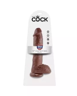 KING COCK - 10 DILDO BRAUN MIT EIER 25.4 CM
