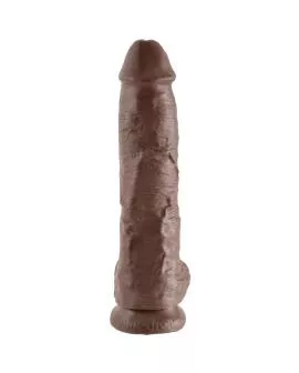 KING COCK - 10 DILDO BRAUN MIT EIER 25.4 CM