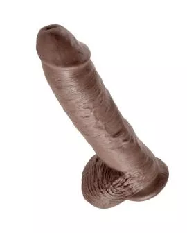 KING COCK - 10 DILDO BRAUN MIT EIER 25.4 CM