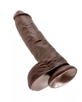 KING COCK - 10 DILDO BRAUN MIT EIER 25.4 CM