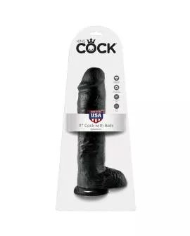 KING COCK - 11 DILDO SCHWARZ MIT EIER 28 CM