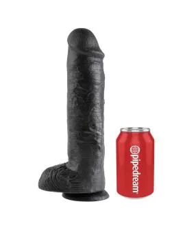 KING COCK - 11 DILDO SCHWARZ MIT EIER 28 CM
