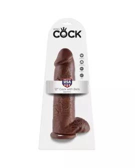 KING COCK - 12 DILDO BRAUN MIT EIER 30.48 CM